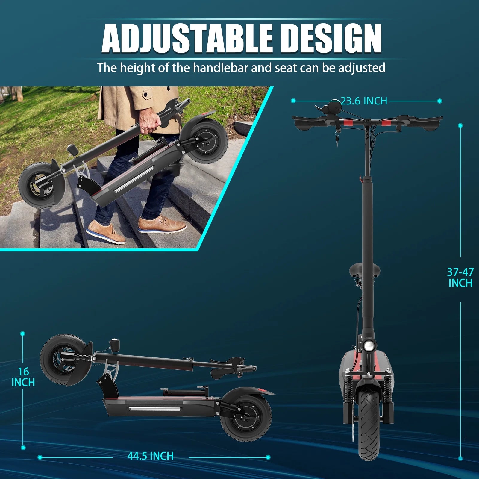 AJOOSOS X48 Adult Electric Scooter with Seat, 48V 1000W Motor, 35 MPH Top Speed, Commuting E Scooter