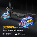 AJOOSOS X700 Electric Scooter for Adults, 3200W Dual Motor, 45 MPH Max Speed & 50 Miles Long Range