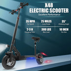 AJOOSOS X48 Adult Electric Scooter with Seat, 48V 1000W Motor, 35 MPH Top Speed, Commuting E Scooter