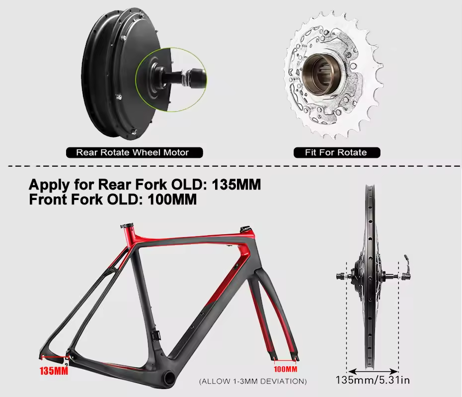 250W-2000W Ebike Hub Motor 36V 48V Brushless Gear Motor Front Rear Wheel Drive Powerful Engine Electric Bicycle Parts
