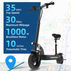 AJOOSOS X48 Electric Scooter with Seat for Commuting, 48V 1000W Motor Power, 35 mph Max Speed, Foldable E Scooter Adults