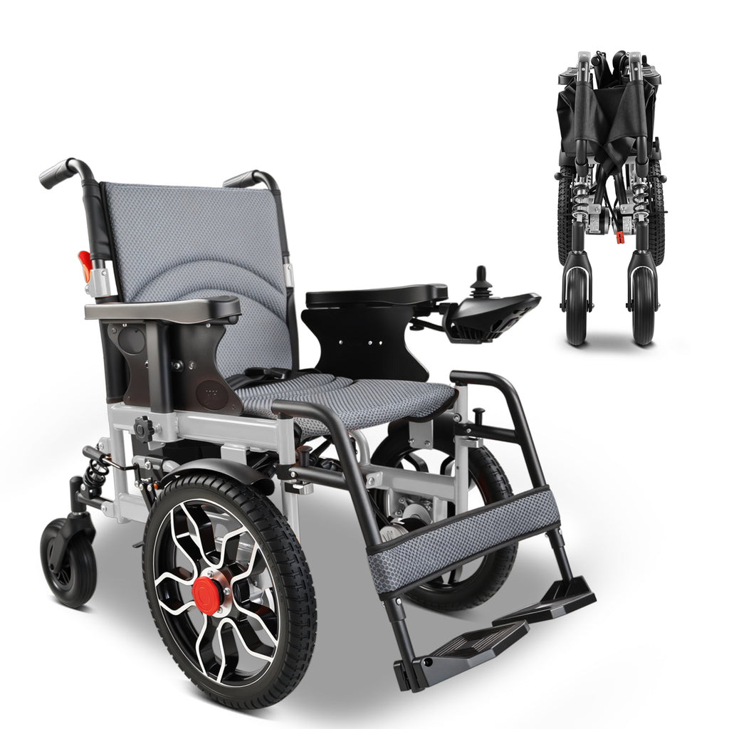 All-Terrain Folding Electric Wheelchair | 20KM Range, 16" Solid Wheels & 3-Second Fold | Heavy-Duty Mobility Scooter for Seniors (32kg)