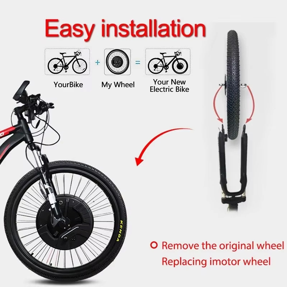 iMortor 3 Complete Electric Bike Conversion Kit with Battery, 350W Motor Power, 26" Front Motor Wheel with Tire, Ebike Kit, 25 mph Speed, 32 Miles Long Range, LCD Connection Version