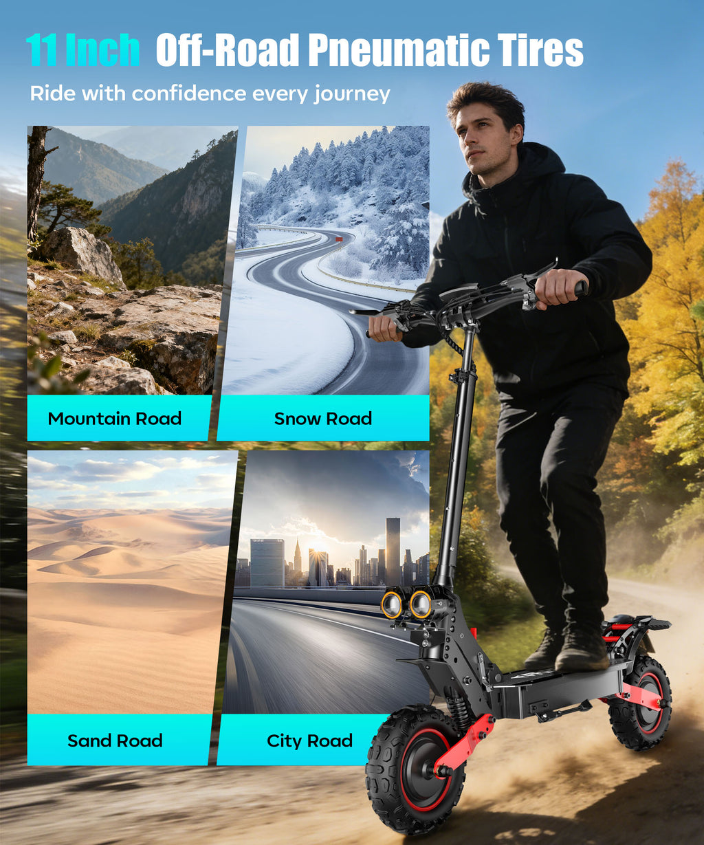 H6 Electric Scooter for Adults, 2400W Dual Motor, 40 MPH Max Speed, 40 Miles Range, 11" Off-Road Tires, Foldable