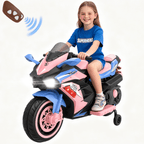 AJOOSOS 12V Electric Motorcycle for Kids 3-11 Years Old, 4 MPH Max Speed, LED Lights, Bluetooth Music, Battery Powered