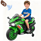 AJOOSOS 12V Electric Motorcycle for Kids 3-11 Years Old, 4 MPH Max Speed, LED Lights, Bluetooth Music, Battery Powered