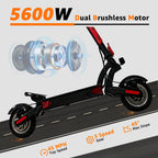 AJOOSOS X100 Electric Scooter Adults, 5600W Dual Motor, 45 mph Max Speed, 50 Miles Range, 10" All-Terrain Tires, Foldable