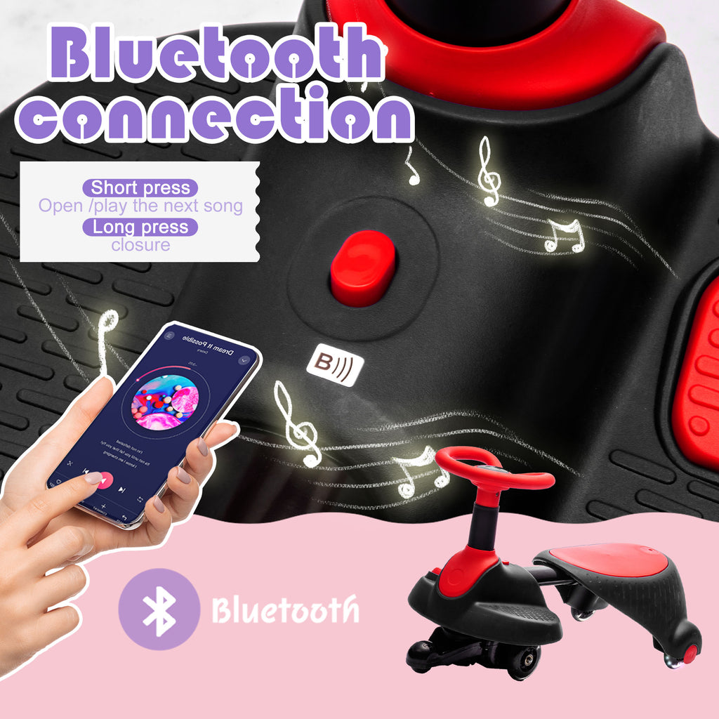 AJOOSOS Electric Wiggle Car Ride on Toy for Aged 3+, 3 mph Max Speed, 66 Lbs Max Load, Bluetooth to Play Music