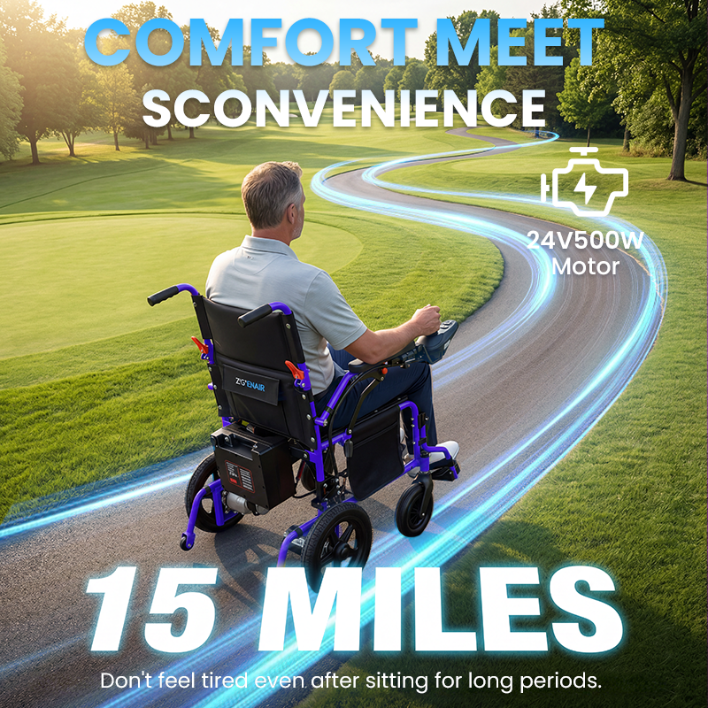 Premium Lightweight Foldable Electric Wheelchair – 500W Motor, 12° Climbing Ability & 15-Mile Range