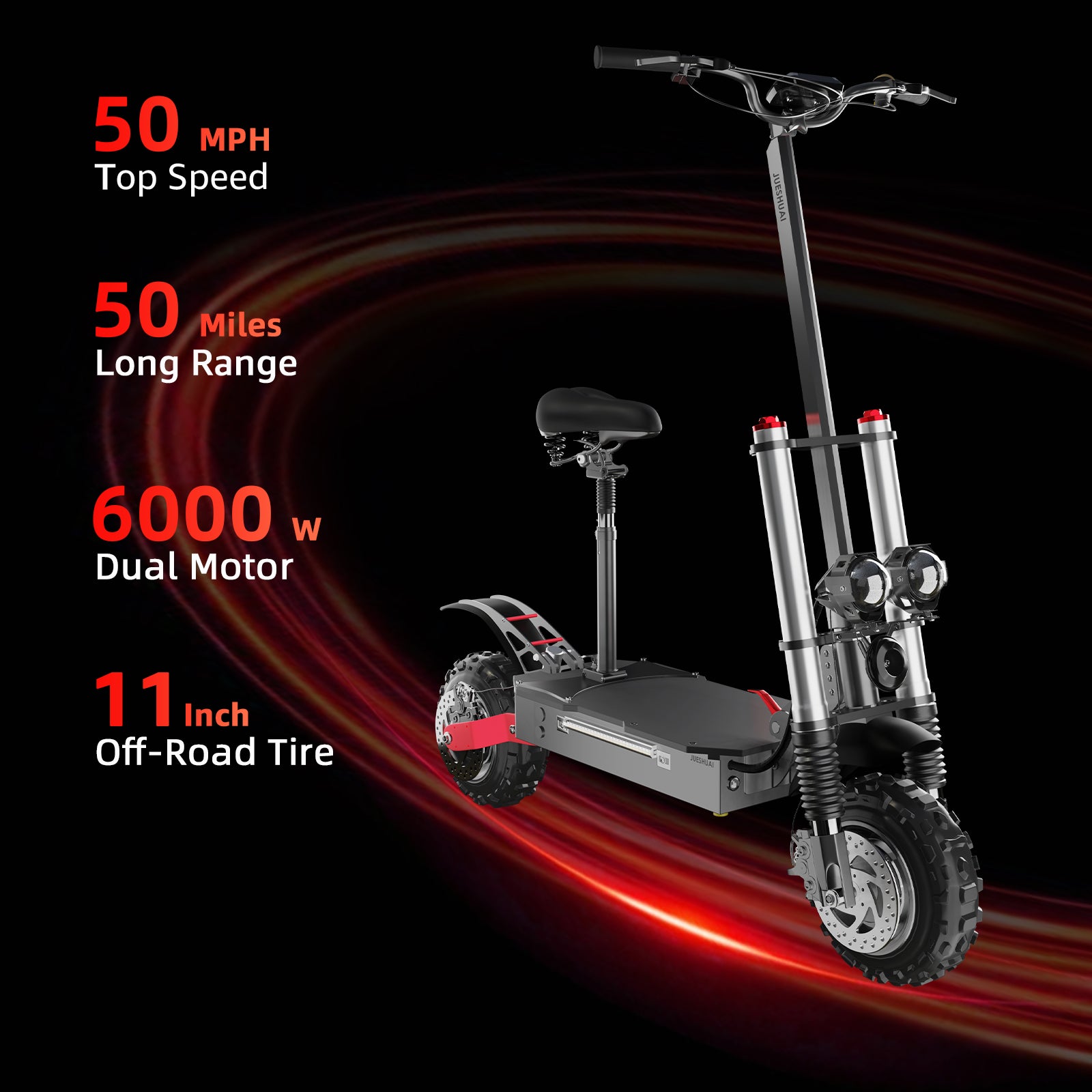 AJOOSOS X60 Dual Motor Electric Scooter Adults, 50 MPH Amazing Speed, 6000W Powerful Dual Motor Secondary image