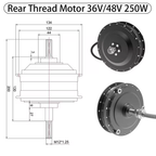 250W-2000W Ebike Hub Motor 36V 48V Brushless Gear Motor Front Rear Wheel Drive Powerful Engine Electric Bicycle Parts