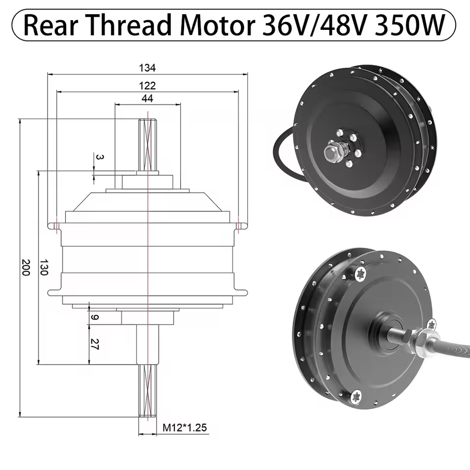 250W-2000W Ebike Hub Motor 36V 48V Brushless Gear Motor Front Rear Wheel Drive Powerful Engine Electric Bicycle Parts
