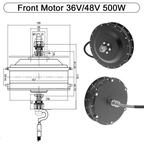 250W-2000W Ebike Hub Motor 36V 48V Brushless Gear Motor Front Rear Wheel Drive Powerful Engine Electric Bicycle Parts