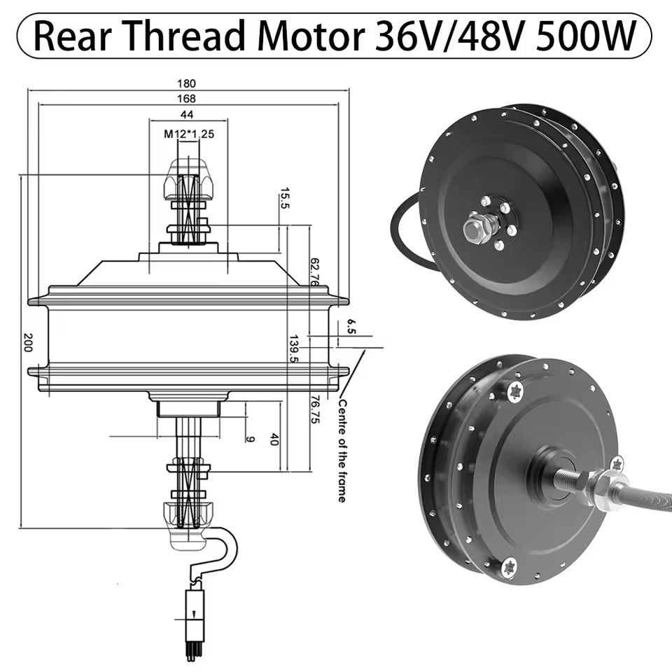 250W-2000W Ebike Hub Motor 36V 48V Brushless Gear Motor Front Rear Wheel Drive Powerful Engine Electric Bicycle Parts