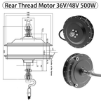 250W-2000W Ebike Hub Motor 36V 48V Brushless Gear Motor Front Rear Wheel Drive Powerful Engine Electric Bicycle Parts