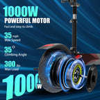 AJOOSOS X48 Electric Scooter with Seat, 48V 1000W Motor Power, 35 mph Max Speed, Foldable