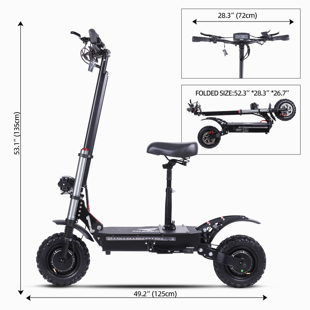 J30 MAX Electric Scooter for Adults, 6000W Dual Motor, 53 MPH Max Speed, 60V 38AH Battery, 62 Miles Super Long Range, Foldable Electric Scooter with Seat, NFC Unlock