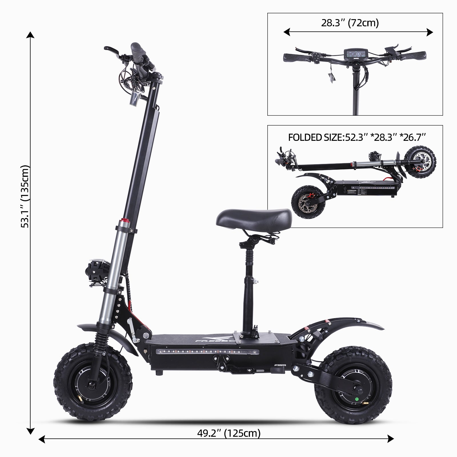 J30 MAX Electric Scooter for Adults, 6000W Dual Motor, 53 MPH Max Speed, 60V 38AH Battery, 62 Miles Super Long Range, Foldable Electric Scooter with Seat, NFC Unlock