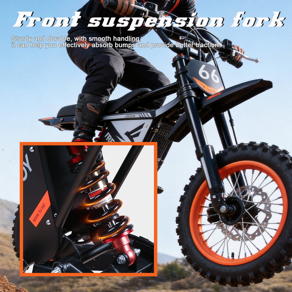 Y66 Electric Dirt Bike for Adults, 3000W Motor, 48V 30AH Battery, 34 MPH Max Speed, 31 Miles Long Range, 12"/10" All-Terrain Fat Tire