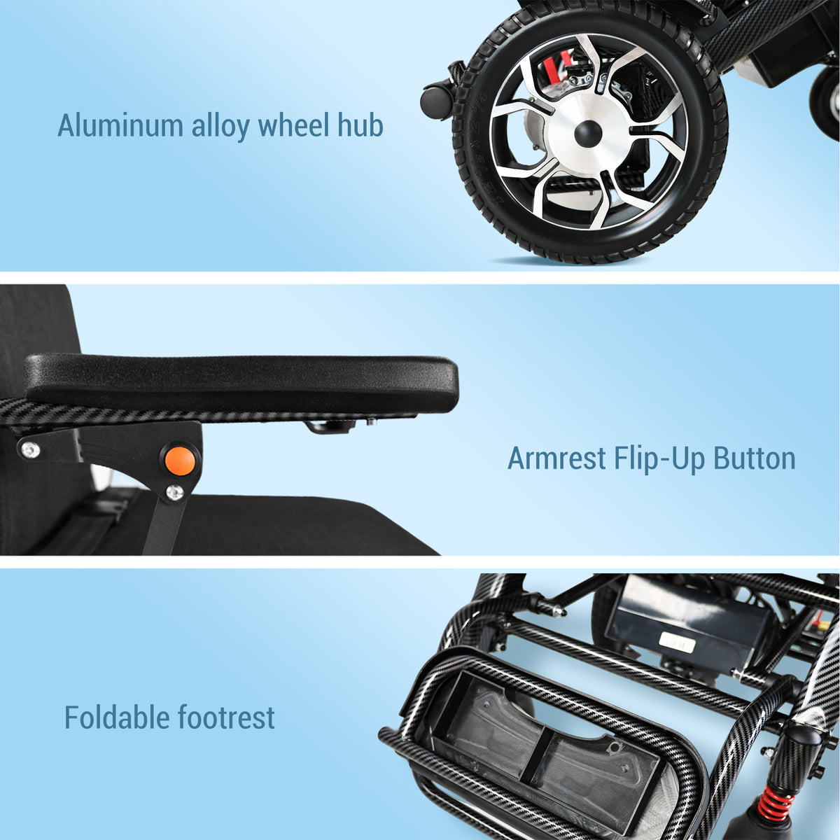 Lightweight Folding Electric Wheelchair | 500W Brushless Motor, 25KM Range, 360° Joystick Control | Portable Mobility Scooter for Seniors
