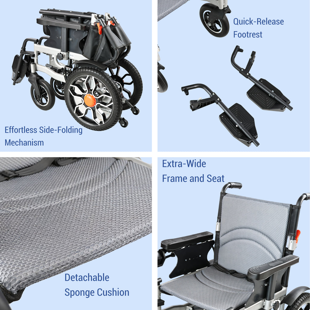 500W Dual-Motor Folding Electric Wheelchair | 20KM Range, 360° Joystick Control & All-Terrain Wheels | Heavy-Duty Mobility Scooter for Seniors (32kg)