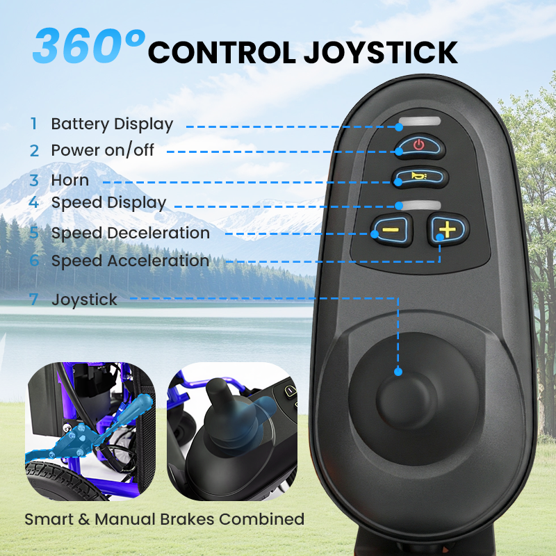 Premium Lightweight Foldable Electric Wheelchair – 500W Motor, 12° Climbing Ability & 15-Mile Range
