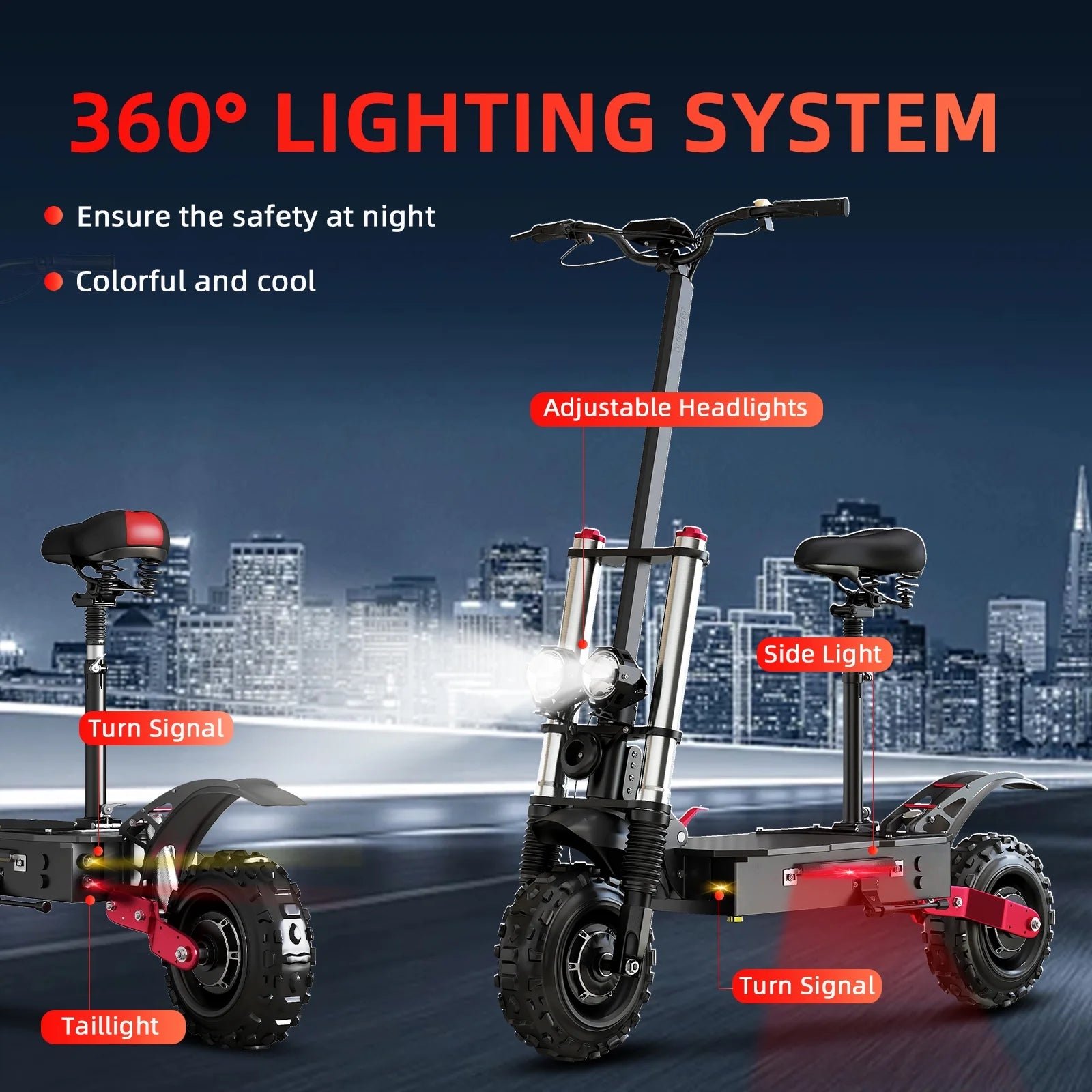 AJOOSOS X60 Electric Scooters for Adults, 50 mph Max Speed Power by 6000W Dual Motor, 50 Miles Long Range, Foldable Electric Scooter with Seat, UL2272 Certified