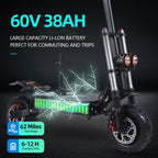 J30 MAX Electric Scooter for Adults, 6000W Dual Motor, 53 MPH Max Speed, 60V 38AH Battery, 62 Miles Super Long Range, Foldable Electric Scooter with Seat, NFC Unlock