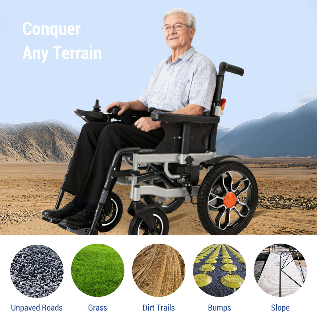 500W Dual-Motor Folding Electric Wheelchair | 20KM Range, 360° Joystick Control & All-Terrain Wheels | Heavy-Duty Mobility Scooter for Seniors (32kg)