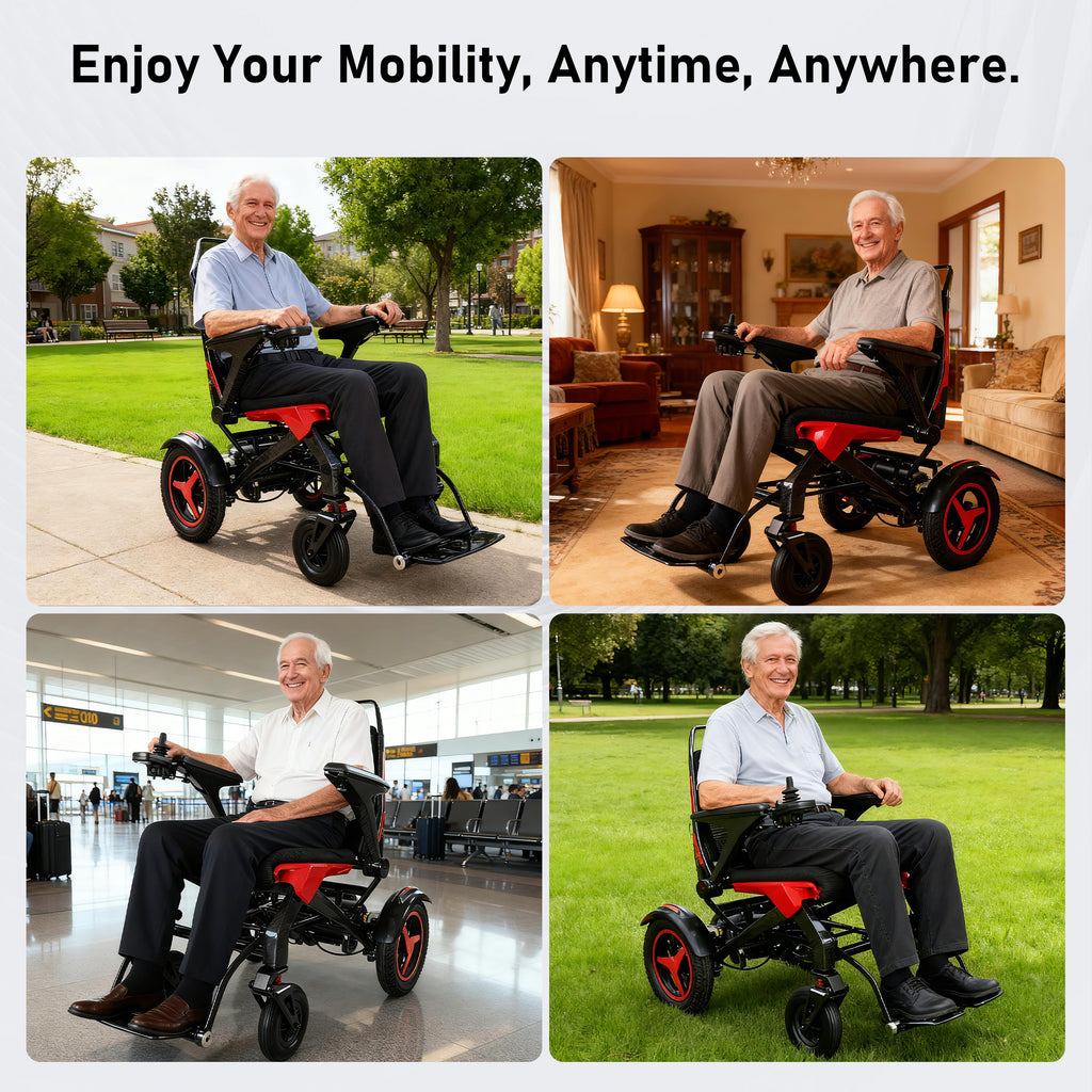 Ultra-Light 22kg Carbon Fiber Folding Electric Wheelchair | Dual 200W Motors, 40KM Range & 12° Climbing | Portable Power Wheelchair for Seniors