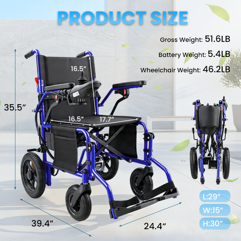 Premium Lightweight Foldable Electric Wheelchair – 500W Motor, 12° Climbing Ability & 15-Mile Range