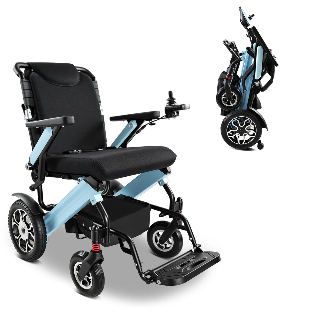 Premium Foldable Power Wheelchair with Swappable 24V Battery, Anti-Tip Wheels, Electric/Manual Switch & Under-Seat Storage - Perfect for Travel