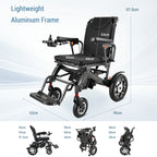 Lightweight Folding Electric Wheelchair | 500W Brushless Motor, 25KM Range, 360° Joystick Control | Portable Mobility Scooter for Seniors