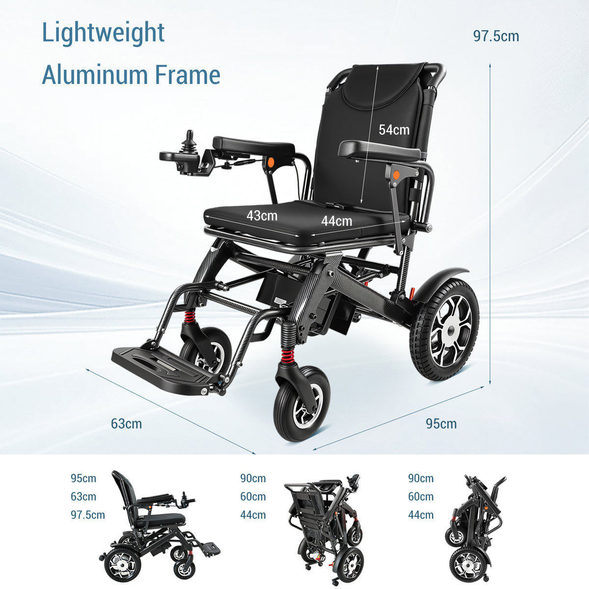 Lightweight Folding Electric Wheelchair | 500W Brushless Motor, 25KM Range, 360° Joystick Control | Portable Mobility Scooter for Seniors