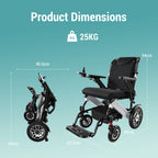 Premium Foldable Power Wheelchair with Swappable 24V Battery, Anti-Tip Wheels, Electric/Manual Switch & Under-Seat Storage - Perfect for Travel
