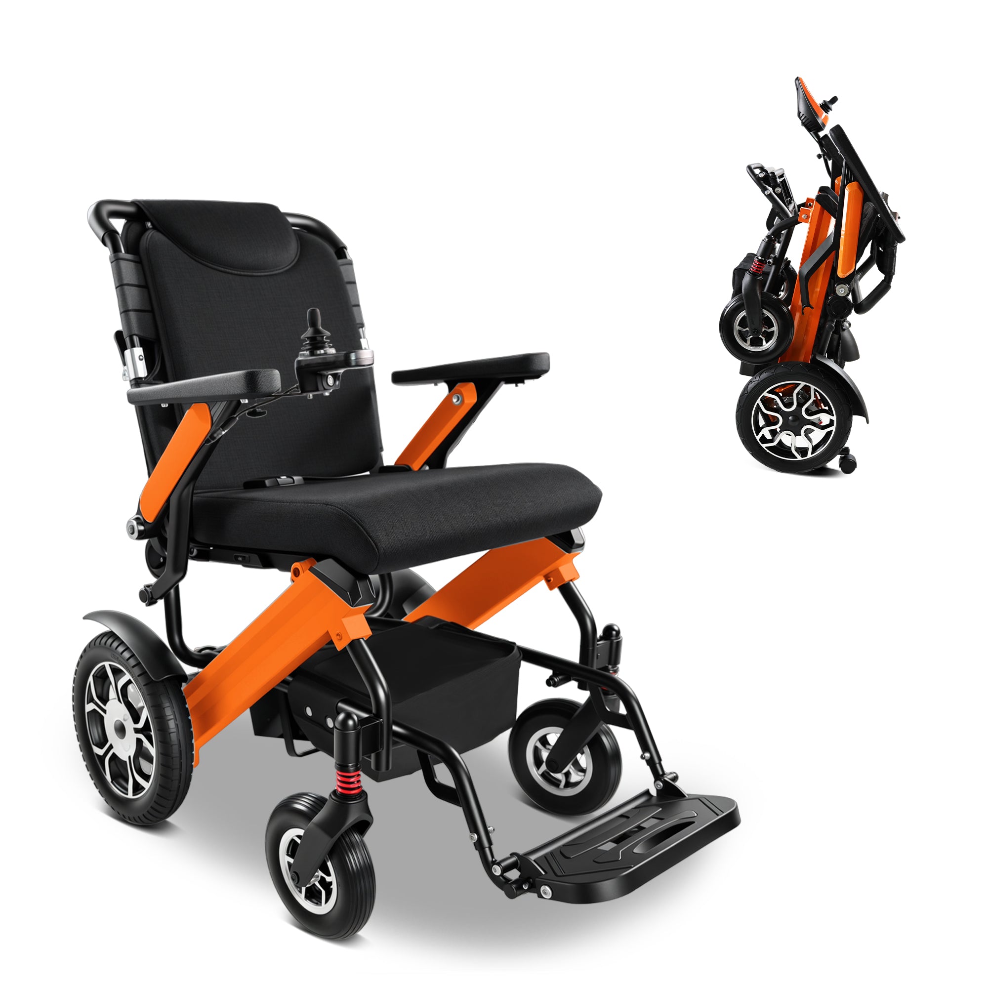 Premium Foldable Power Wheelchair with Swappable 24V Battery, Anti-Tip Wheels, Electric/Manual Switch & Under-Seat Storage - Perfect for Travel