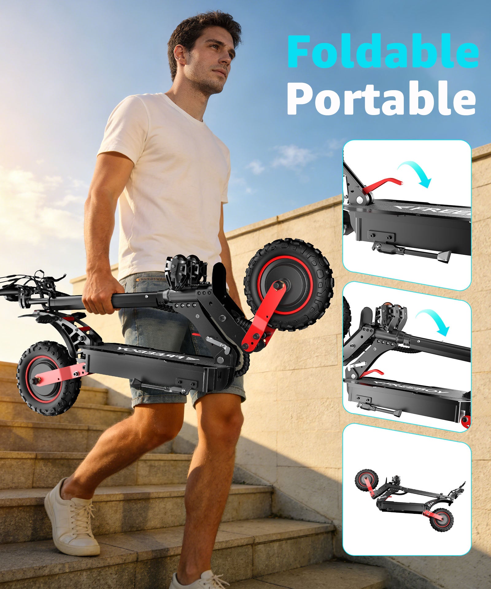 H6 Electric Scooter for Adults, 2400W Dual Motor, 40 MPH Max Speed, 40 Miles Range, 11" Off-Road Tires, Foldable