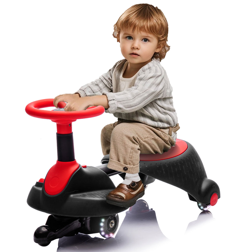 AJOOSOS Electric Wiggle Car Ride on Toy for Aged 3+, 3 mph Max Speed, 66 Lbs Max Load, Bluetooth to Play Music
