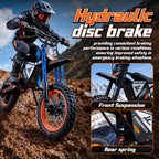 Y66 Electric Dirt Bike for Adults, 3000W Motor, 48V 30AH Battery, 34 MPH Max Speed, 31 Miles Long Range, 12"/10" All-Terrain Fat Tire