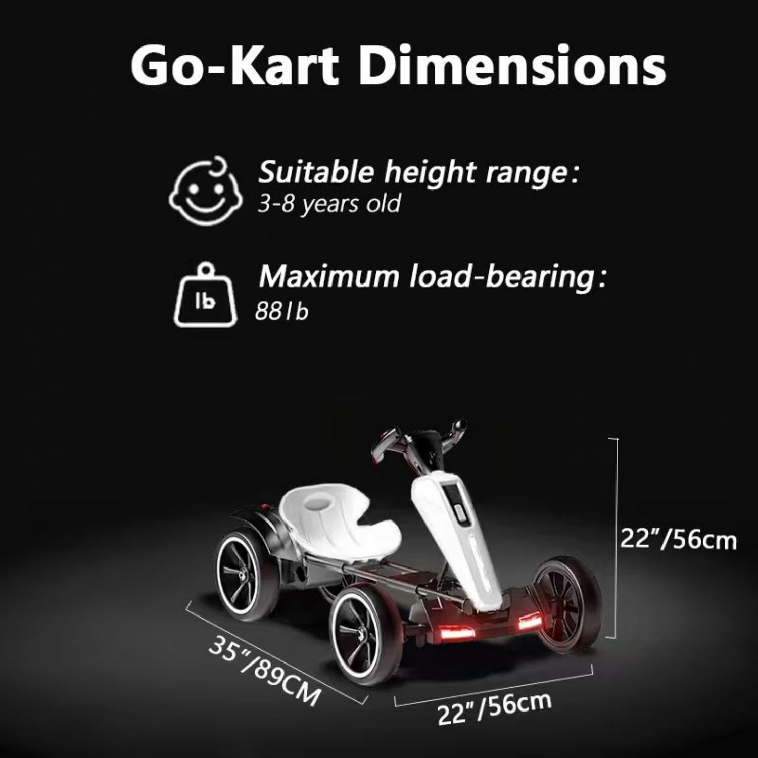 AJOOSOS 12V Metal Go Karts for Kids 3-6 Years Powered Ride-On with 400W*2 Motors 5 mph Max Speed