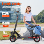 J01 Electrcic Scooter Adults with Seat, 1200W Motor, 25 MPH Max Speed, 28 Miles Long Range, Foldable Electric Scooters for Commuting