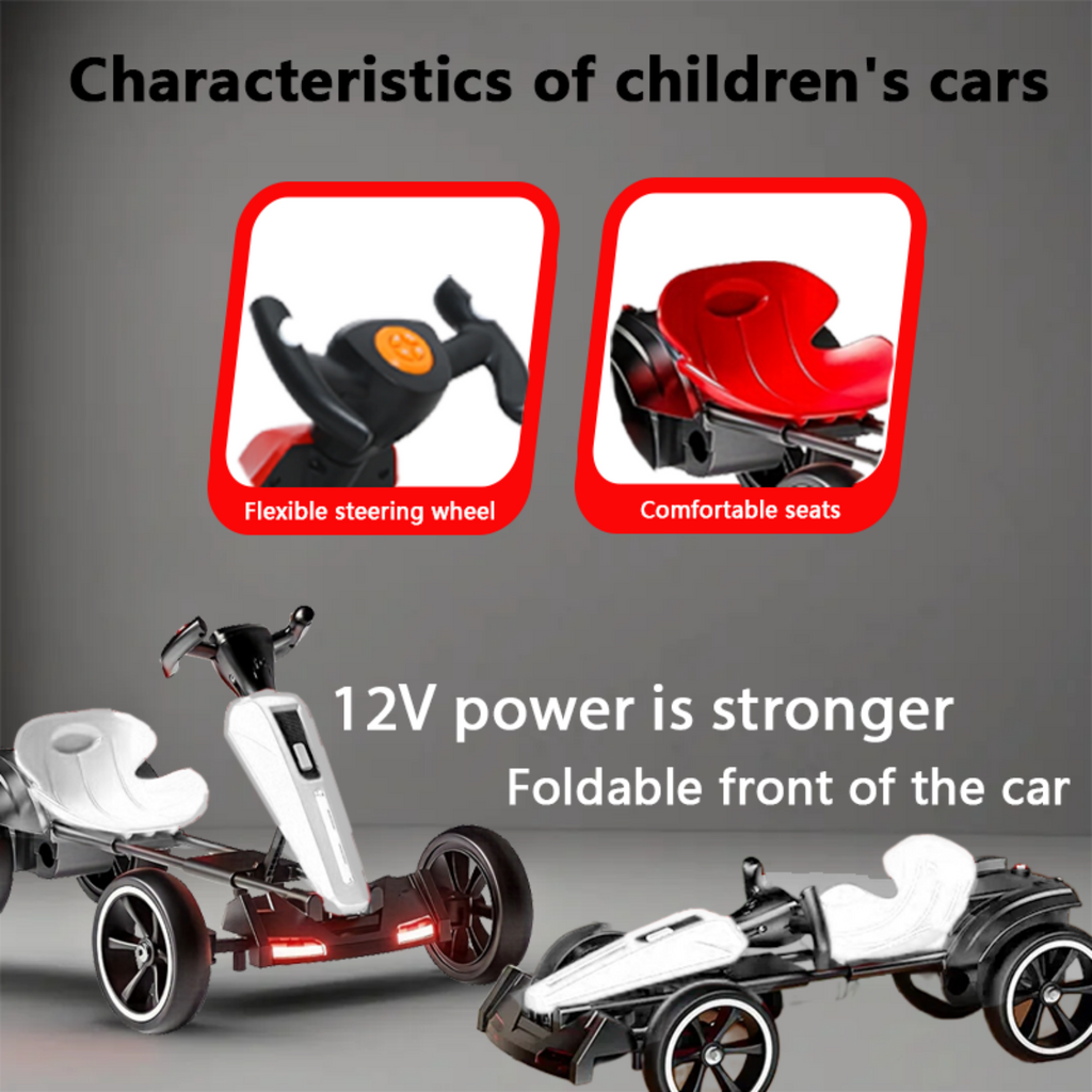 AJOOSOS 12V Metal Go Karts for Kids 3-6 Years Powered Ride-On with 400W*2 Motors 5 mph Max Speed