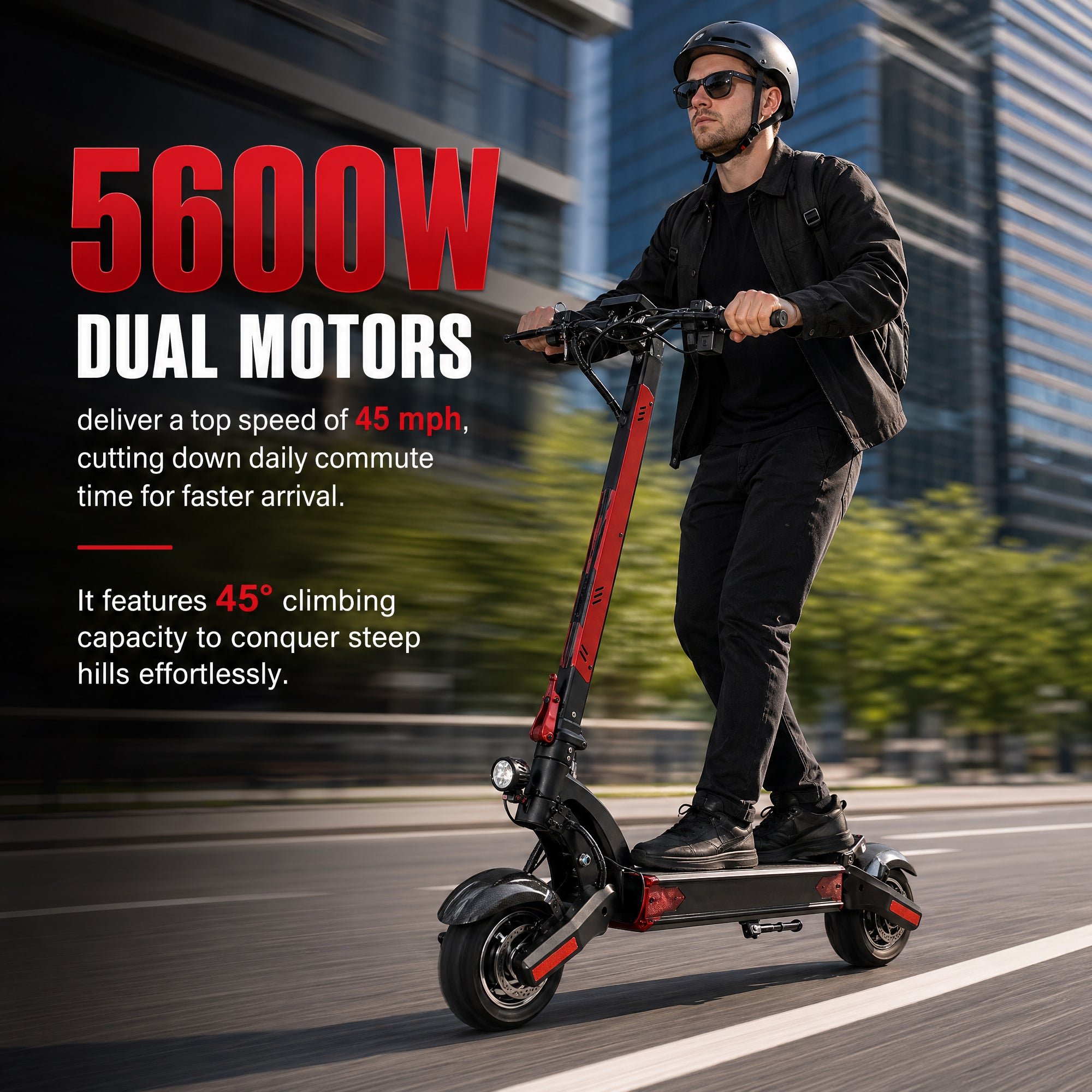 AJOOSOS X100 Electric Scooter Adults, 5600W Dual Motor, 45mph Top Speed, 50 Miles Range, Foldable Secondary image