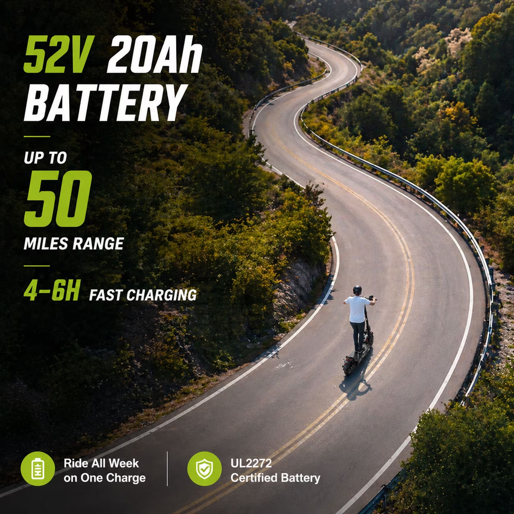 AJOOSOS X750 MAX Electric Scooter, 43 mph Max Speed, 50 Miles Long Range, 3200W Motor, Foldable Scooter Electric for Adults