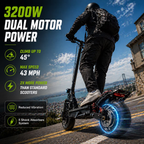 AJOOSOS X750 MAX Electric Scooter, 43 mph Max Speed, 50 Miles Long Range, 3200W Motor, Foldable Scooter Electric for Adults