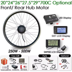 Electric Bike Conversion Kit 36V 250W 350W 500W Rear Front Hub Motor Wheel 20 24 26 27.5 29 inch 700C Ebike Kit for Bicycle