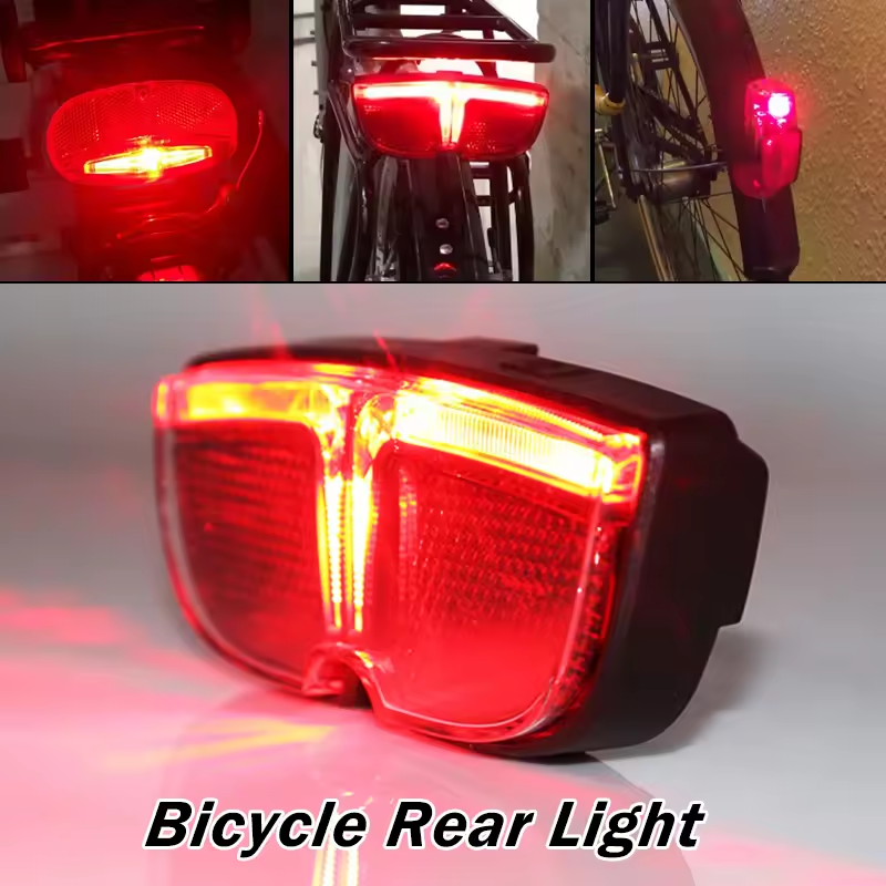 Electric Bike Led Red Taillight on Rear Rack Fender Rear Light For Bicycle Battery Power Cycling Accessory Scooter Lamp