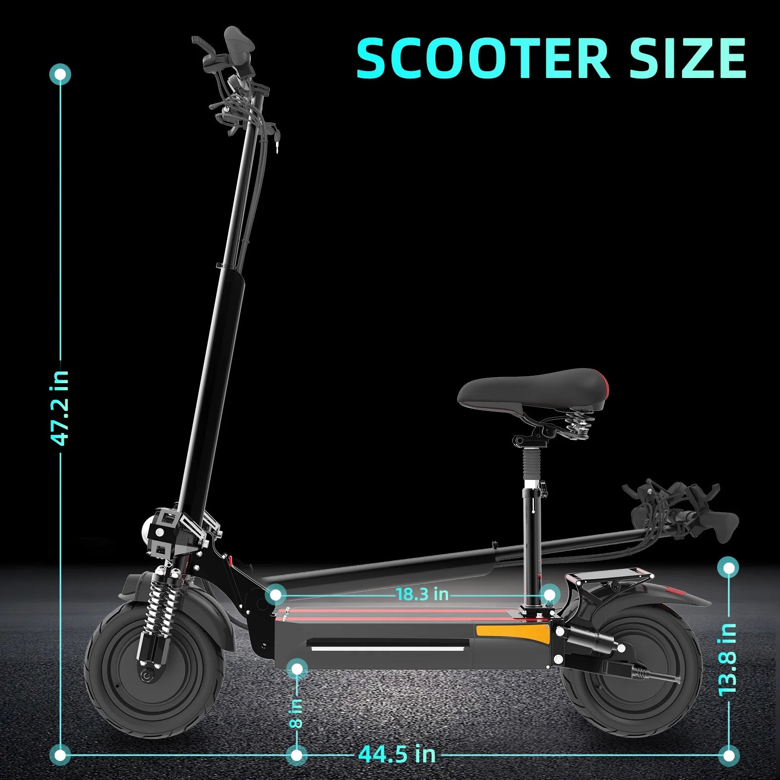 AJOOSOS X500 Dual Motor Electric Scooter, 48V 2000W, 40 MPH Top Speed, 40 Miles Long Range with Removable Seat, UL2272 Certified