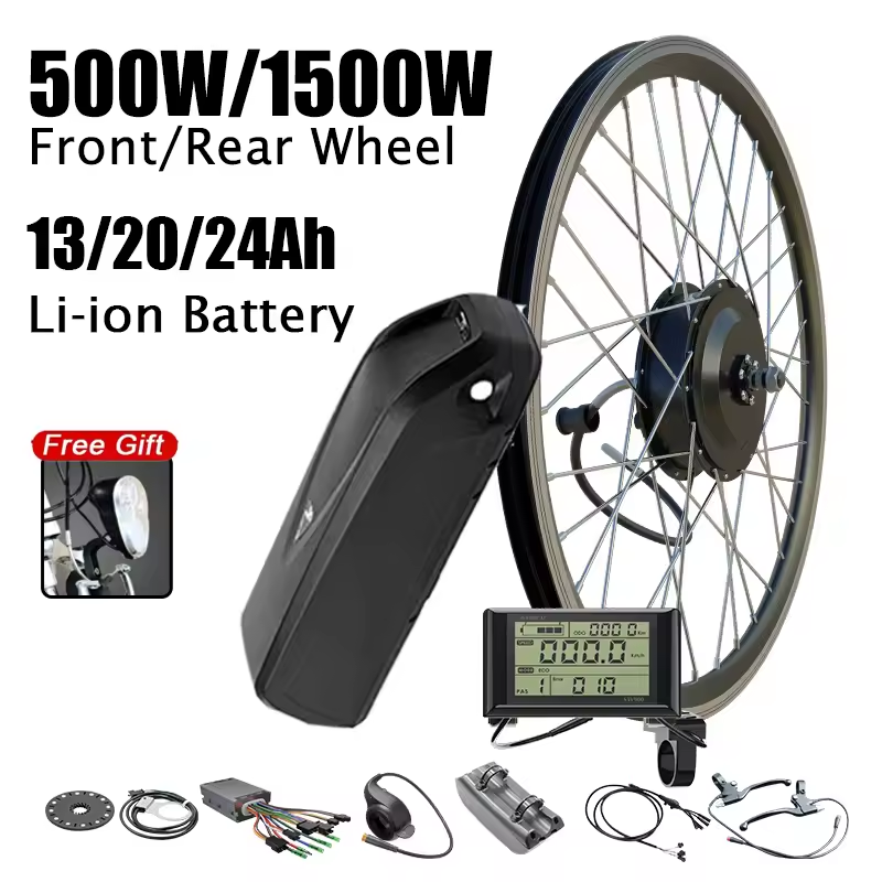 500W 1500W Rear Motor Ebike Kit Hailong Lithium Battery 48V 24ah 26" 24“ 700C 20" Wheel Electric Bike Conversion Kits