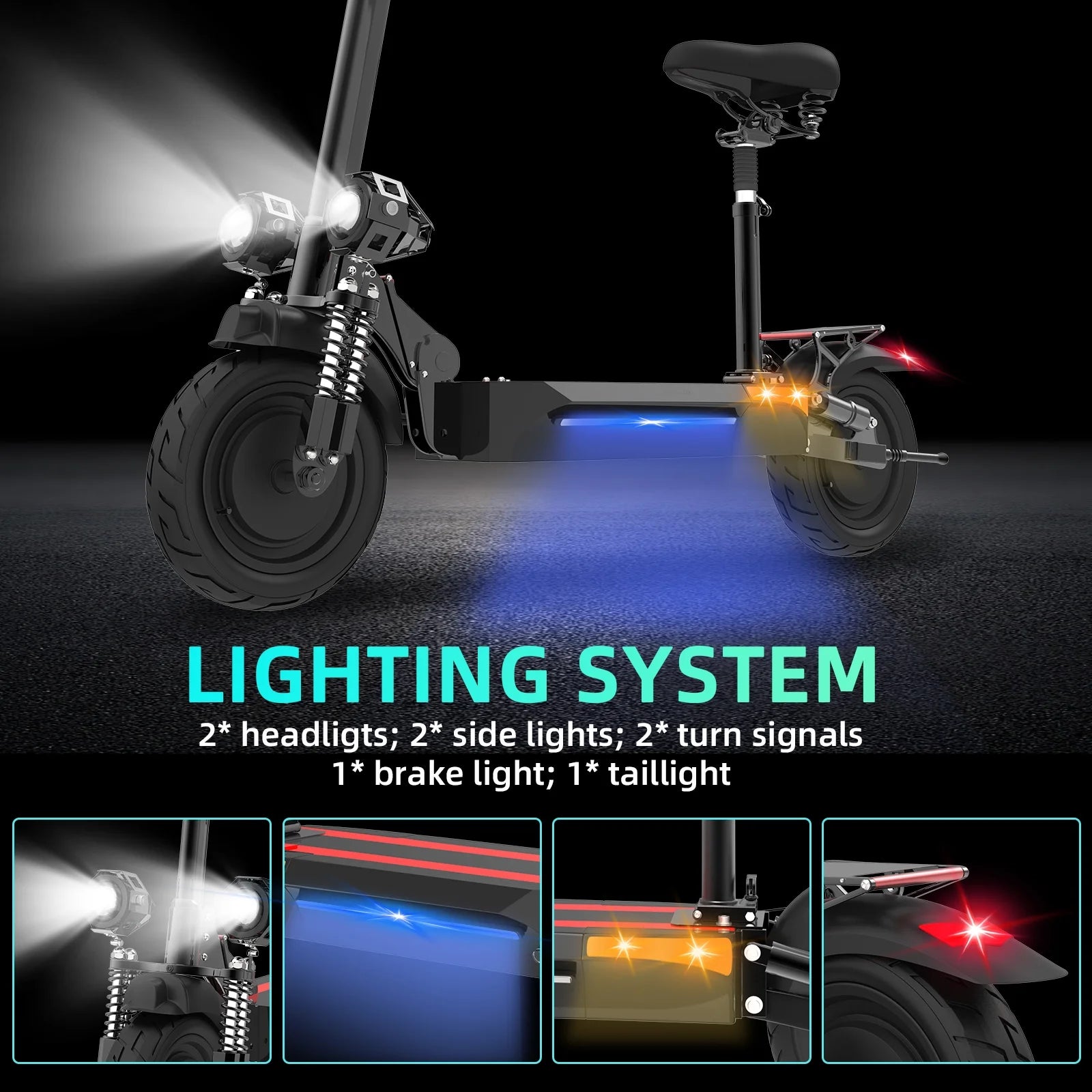 AJOOSOS X500 Dual Motor Electric Scooter, 48V 2000W, 40 MPH Top Speed, 40 Miles Long Range with Removable Seat, UL2272 Certified